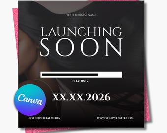 Launching Soon Flyer Template Canva | Business Instagram Post | Lash Nail Hair Brand Coming Soon | Business Announcement Digital Download