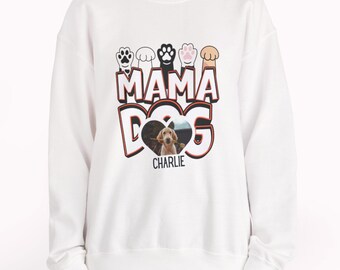 Personalisiertes Hundemama Sweatshirt, individuelles Foto, Welpen Liebhaber Rundhalsausschnitt