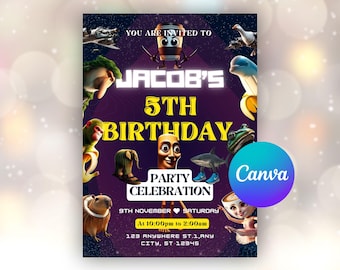 Italienische Brainrot Meme Geburtstagseinladung | Lustige digitale Partykarte (bearbeitbare Canva-Vorlage)