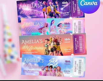 Kpop Demon Hunter Geburtstag einladen, Demon Slayer Party Pass Digitale Einladung, bearbeitbare Kpop Huntrix Ticket Einladung Konzertstil