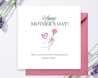 Moderne Blumen Muttertagskarte - Mama Grußkarte Geschenk von Tochter und Sohn