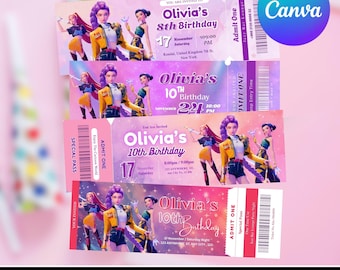 K-Pop Demon Hunter Geburtstagseinladung, bearbeitbares Konzertticket Party Pass, digitaler Download, Canva Vorlage