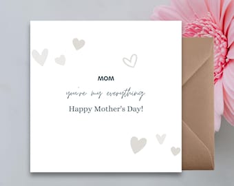 Muttertagskarte - Mama du bist mein Alles, Grußkarte Geschenk von Tochter und Sohn, romantisches Herz Design