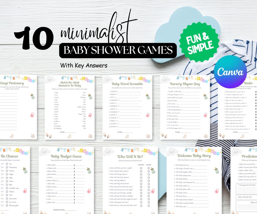 Baby Shower Games Bundle Printable, Gender Neutral Baby Games Pack ...