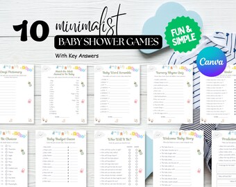 Baby Shower Spiele Bundle Printable, Gender Neutral Baby Spiele Pack, Sofortiger Download Lustige Baby-Dusche-Aktivitäten PDF