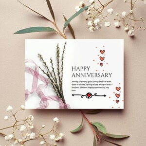 Biglietto di anniversario personalizzato, 1° anniversario di matrimonio, biglietto del primo anniversario, biglietto floreale, buon anniversario, anniversario, fiori