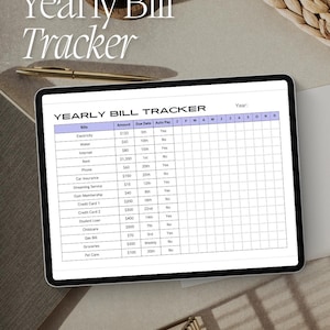 Yearly Bill Tracker Printable, Bill Payment Checklist, Bill Organizer, Finance Planner A4/A5/Letter/Half Size, Instant Download PDF