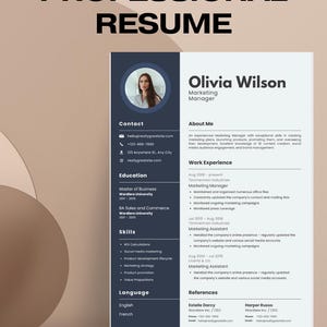 Resume Template with Photo, Professional Resume Template for Word & Pages, Clean CV Template with Picture, Resume and Cover Letter Template
