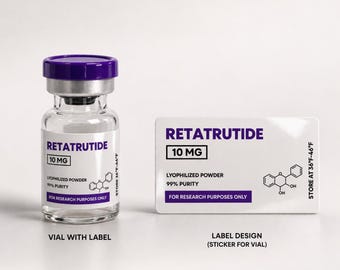 Peptide Vial Labels  1.5"x0.75" | Waterproof Custom Labels for 3mL & 5mL Vials | Durable Oil-Proof Lab Style Stickers| one sheet 10 labels