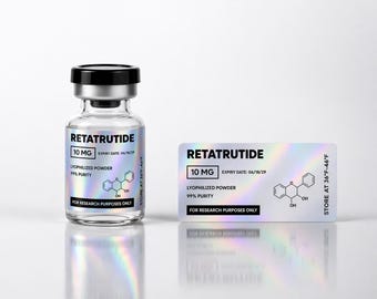 Peptide Vial Labels | Holographic Stickers for 3mL, 5mL Vials | 1.5"x0.75"| price for every 10 labels