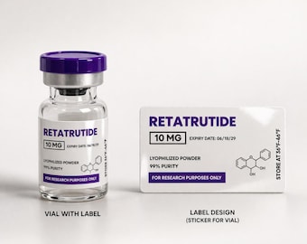 Peptide Vial Labels  1.5"x0.75" | Waterproof Custom Labels for 3mL & 5mL Vials | Durable Oil-Proof Lab Style Stickers