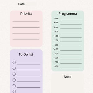 Planner Giornaliero Stampabile – PDF Organizzatore di Giornata | Agenda da Stampare - Design Minimal Cute. Daily Planner Printable.