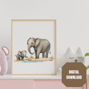 Hand Drawn Cute Elephant Nursery Wall Print, Elephants Print, Nursery Elephants, Safari Prints, Nursery Prints, Cute, Nursery Art,