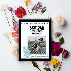Moldura para presente de Dia dos Pais | Desejos de super-heróis para o pai | Modelo personalizável do Canva | Arte de parede digital para o pai