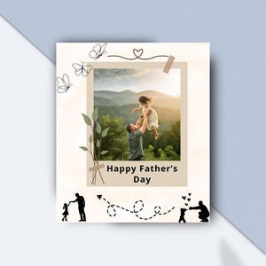 Der glückliche Vatertag-Superheld-Rahmen | Canva Vorlage | Druckbares Geschenk für Papa | Digitales Foto-Andenken | Personalisierte Wunschkarte