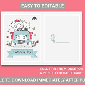 Cartão com foto dobrada para o Dia dos Pais | Presente para um Super Pai | Moldura para o Melhor Pai do Mundo | Modelo editável do Canva | Download digital instantâneo