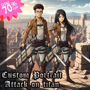 Personalized Anime Scout Master Portrait | Custom Anime-Inspired Titan Battle Portrait | Personalized Anime Titan Fighter Illustration