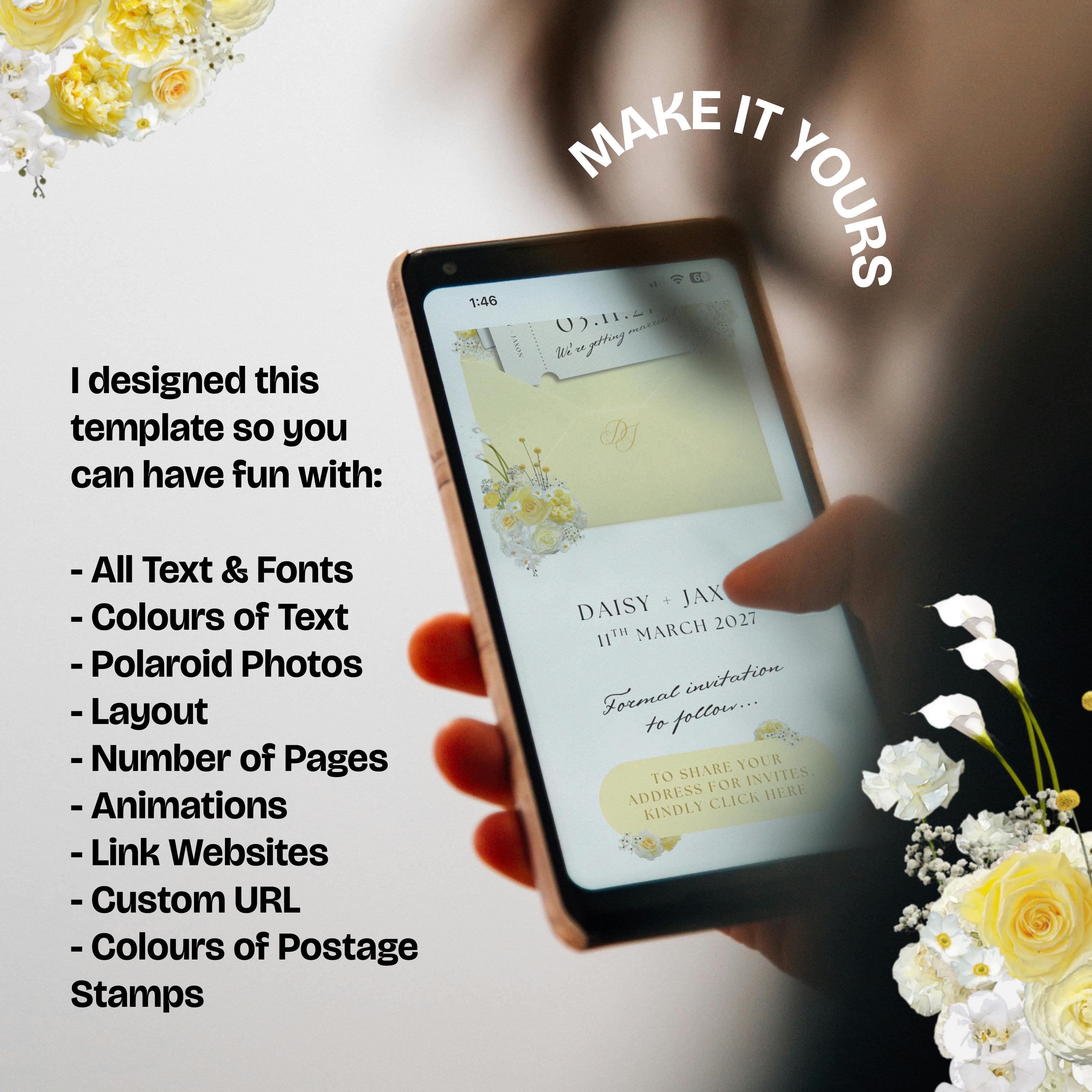 Yellow Save Yellow Save the Date Website With Rsvp/details: Canva Digital ...