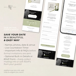 Sage Green & Ivory Save the Date Website: Canva Wedding Invitation Template (Digital Download) image 2