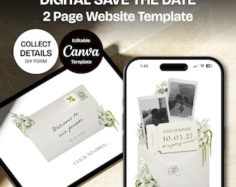 Floral Save the Date Website: Ivory Wedding Invitation (Digital Download)