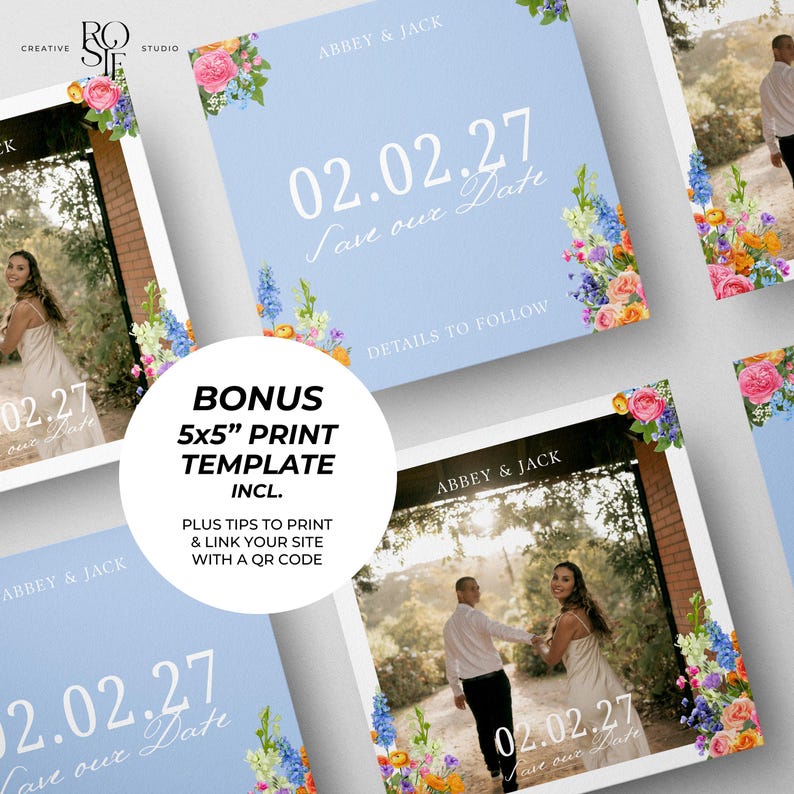 Bright Spring Save the Date Website with RSVP/Details: Canva Digital Invitation Template (Digital Download) imagem 5