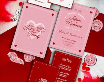 Retro Vegas Wedding Invitation Suite | Sure Thing Chapel Design (DIY Template Set)