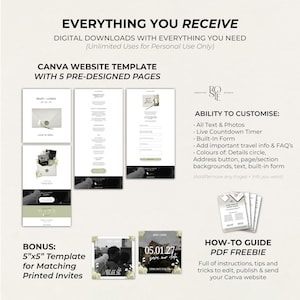 Sage Green & Ivory Save the Date Website: Canva Wedding Invitation Template (Digital Download) image 9