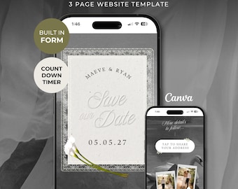 Romantic Lace Save the Date Website: Interactive Invitation with Details Form (Digital Download)