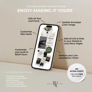 Ivory, Green & Black Floral Wedding Website Template with RSVP: Editable Canva Design (Digital Download) image 4