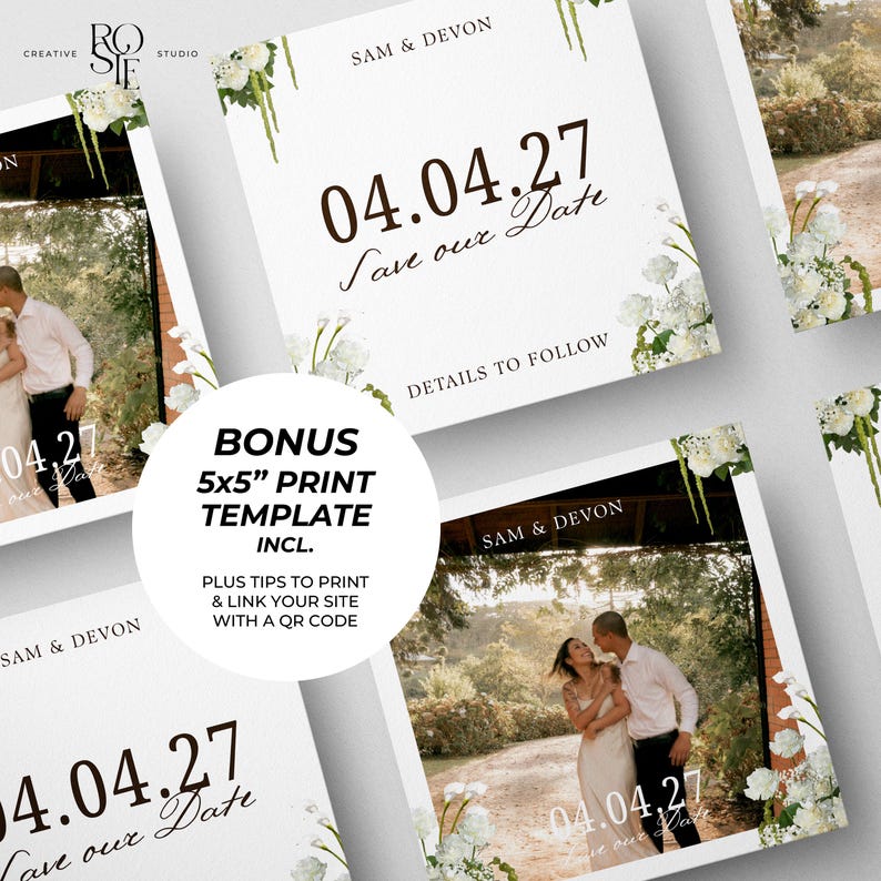 Espresso Brown & Ivory Save the Date Website: Canva Digital Invitation (Digital Download) image 5