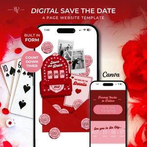 Retro Las Vegas Save the Date Website with Details Form: Canva Digital Invitation (Digital Download)