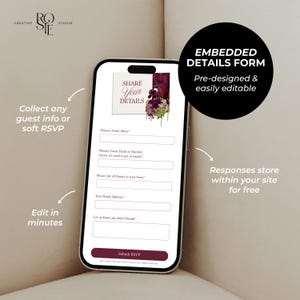Burgundy, Pink & Green Save the Date Website: Canva Digital Invitation Template (Instant Download) afbeelding 6