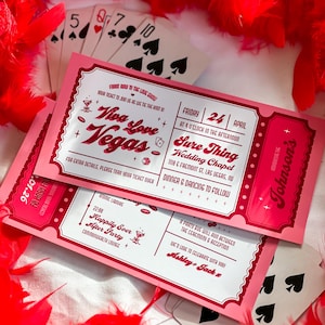 Invito a nozze a Las Vegas / Invito unico per una fuga romantica / Tema casinò poker in stile retrò vintage / Codice QR personalizzato per RSVP