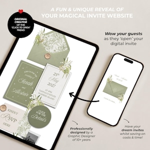 Sage Green & Ivory Floral Wedding Website Template with RSVP: Editable Canva Design (Digital Download) image 3