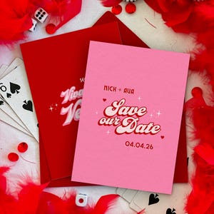 Vegas Save the Date | Wedding Elopement Invitation | DIY Invite Template | Las Vegas Retro Vibes | "Viva Love Vegas" | Instant Download