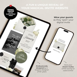 Ivory, Green & Black Floral Wedding Website Template with RSVP: Editable Canva Design (Digital Download) image 3