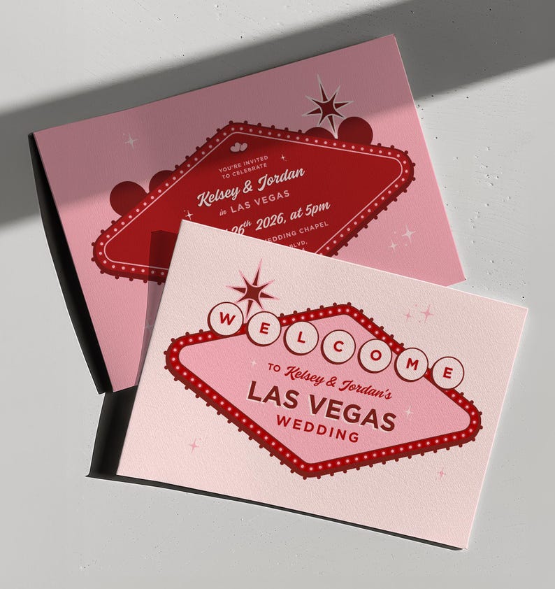Retro Las Vegas Wedding Invitation | DIY Invite Template (Instant Download) image 1
