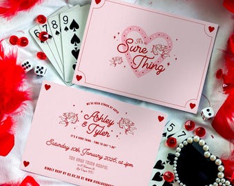 Sure Thing Chapel Wedding Invitation: Retro Vegas Elopement (DIY Canva Template, Digital Download)