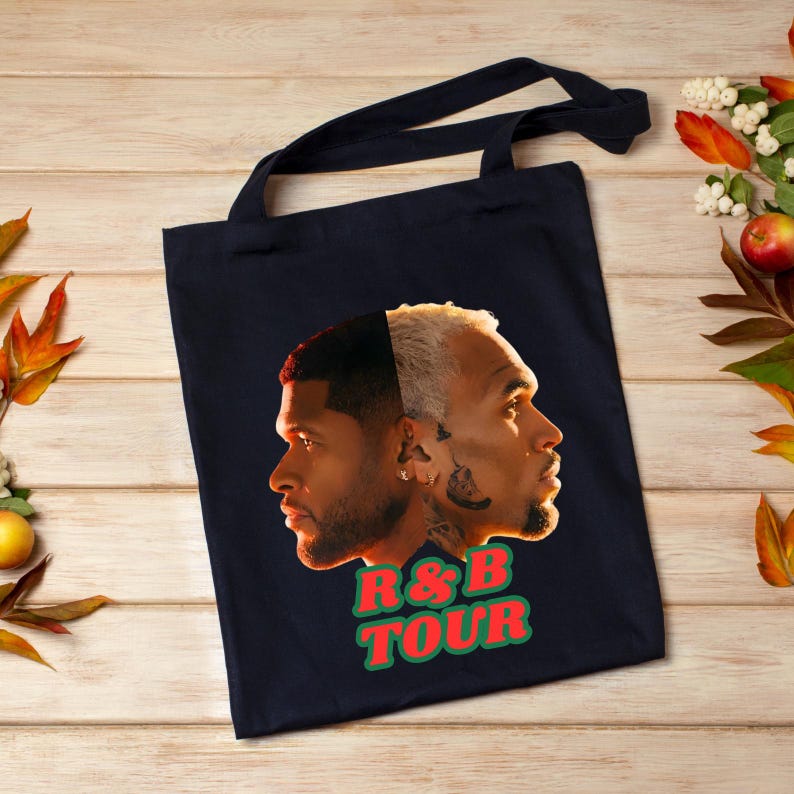 Pacchetto PNG Premium Chris Brown Usher Raymond R&B Tour File PNG, Singer Hip Hop Singer T-Shirt Design, Download Digitale per Sublimazione immagine 9