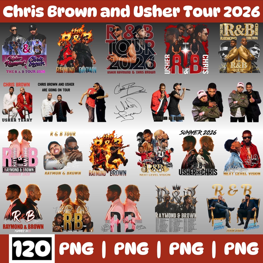 Premium Png Bundle Chris Brown Usher Raymond R&B Tour PNG File, Hip Hop Singer T-Shirt Des