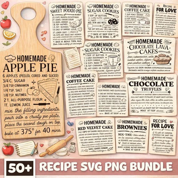 Recipe Cutting Board Svg Bundle, Recipe Svg, Farmhouse Kitchen Svg, Baking Svg Charcuterie Svg, Wood Cutting Board Saying Svg, Thanksgiving