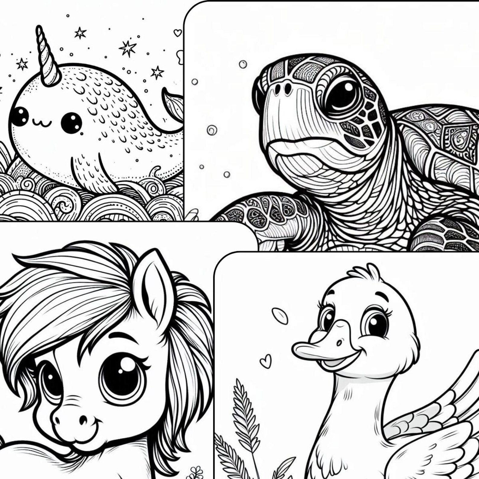 100 Printable Coloring Pages For Kids Adults Digital Download Fun 