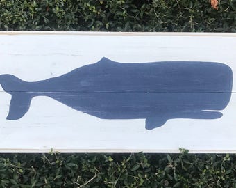 whale sign wood custom decor moby supersized dick items