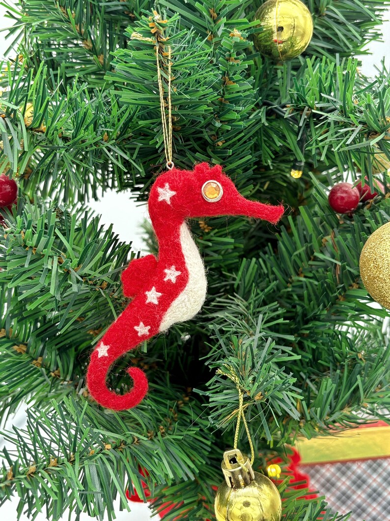 Needle felted wool ornament - Seahorse - Thumbnail 5