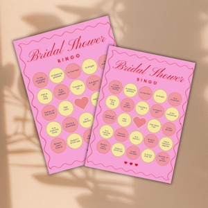 Bingo EVJF à imprimer – Jeu EVJF original rose & rouge – Carte 5x7" personnalisable sur Canva – Animation EVJF fun à télécharger