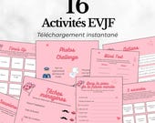 Jeux EVJF à imprimer - Pack de 16 jeux enterrement de vie de jeune fille en français - jeu evjf - animations evjf - bride rose