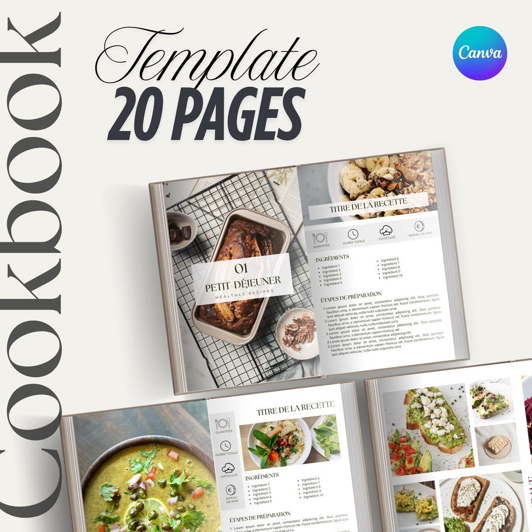 Editable Recipe Book Template – 20-page Canva Template | Printable ...