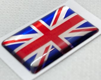 United Kingdom Flag 3D Gel Sticker: Chrome Red Blue UK Car/Bike Decal (32x20mm)