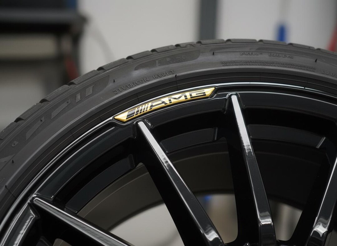 Gel Lettering Graphics AMG 3D Domed Gel Decals (set of 4), 102x9mm Gold Black for 21