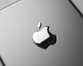 3Dドーム型アップルロゴステッカー：MacBook、iPhone用クローム